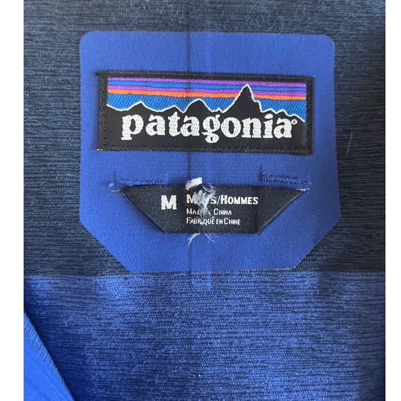 Patagonia Rain Jacket Mens Size Medium Hooded Elbow Patches Blue Full Zip EUC - Picture 10 of 11